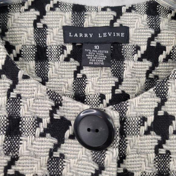 Larry Levine Womens Houndstooth Wool Blend Jacket Size 10 Black & White - Picture 3 of 12